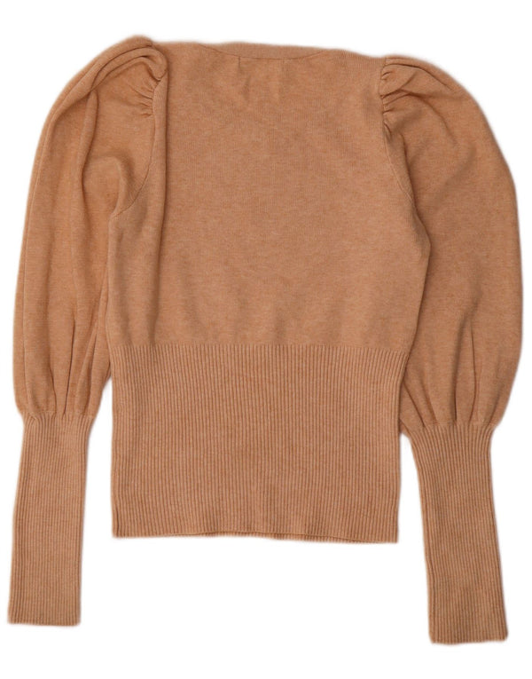 Zara Pull ras du cou pour femme UK 10 Petite Viscose Beige