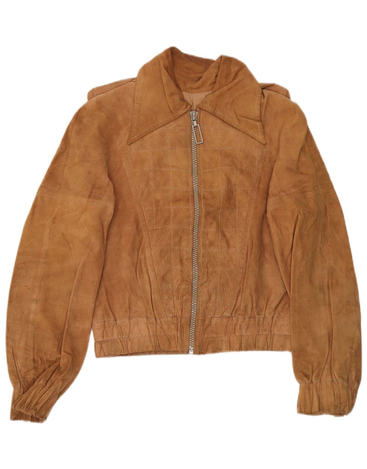 veste en daim militaire femme vintage IT 48 XL Marron