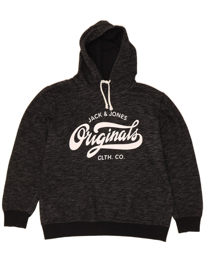 JACK & JONES Mens Graphic Hoodie Jumper XL Grey Polyester Vintage Jack & Jones and Second-Hand Jack & Jones from Messina Hembry 