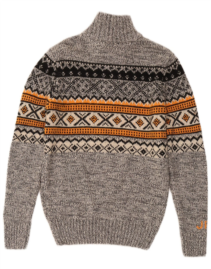 Superdry Pull à col zippé pour homme Petit gris Fair Isle Acrylique