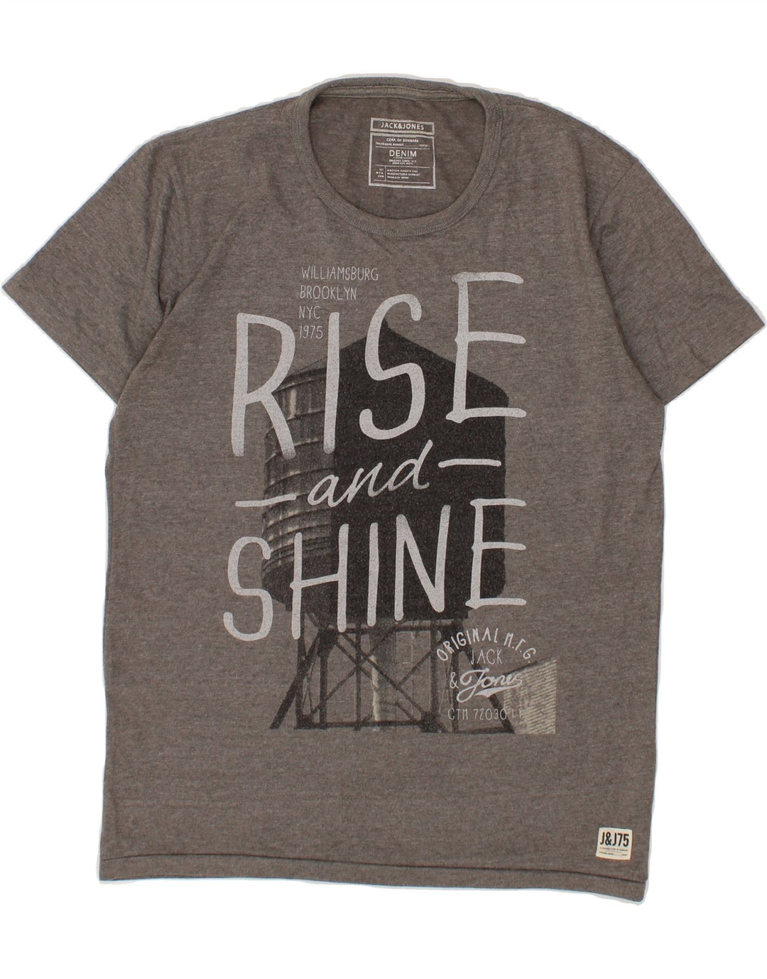JACK & JONES Mens Graphic T-Shirt Top Large Grey Cotton Vintage Jack & Jones and Second-Hand Jack & Jones from Messina Hembry 