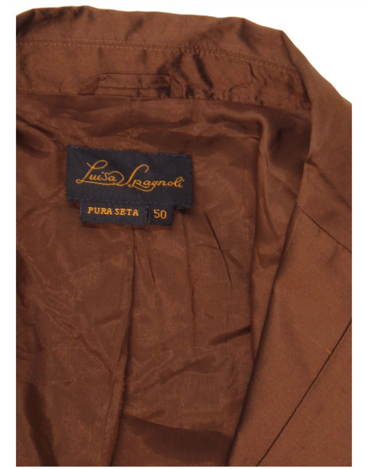 LUISA SPAGNOLI Veste blazer à 1 bouton et manches 3/4 pour femme IT 50 Large Marron