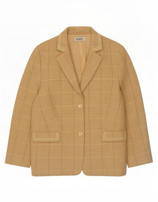 Delmod Veste blazer à 2 boutons pour femme UK 16 Grand carreaux jaunes