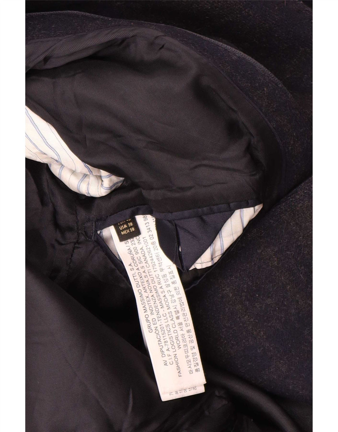 Massimo Dutti Manteau Homme EU 48 Laine à Carreaux Bleu Marine Moyen