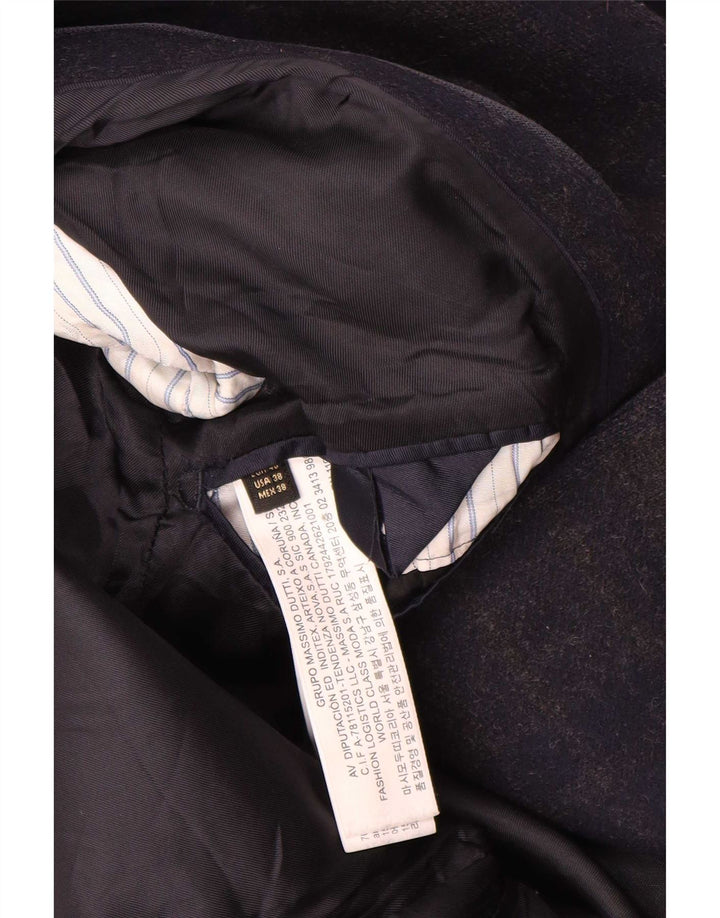 Massimo Dutti Manteau Homme EU 48 Laine à Carreaux Bleu Marine Moyen