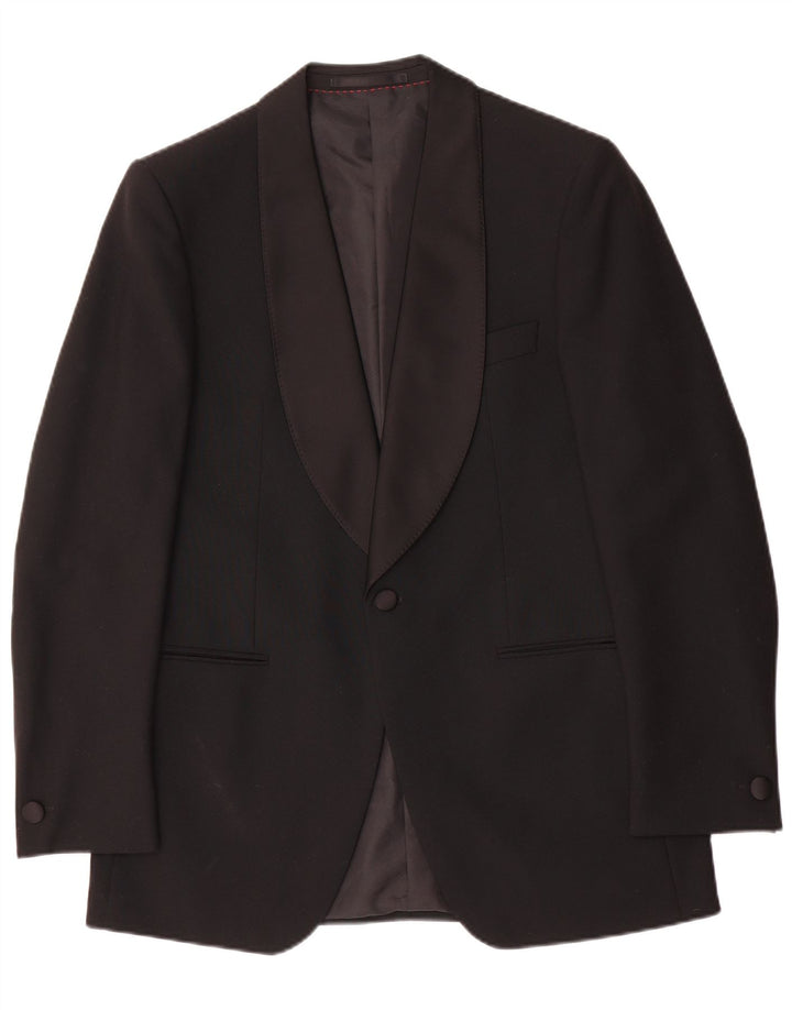 Wilvorst Veste Blazer 1 Bouton Homme EU 50 Grande Laine Noire