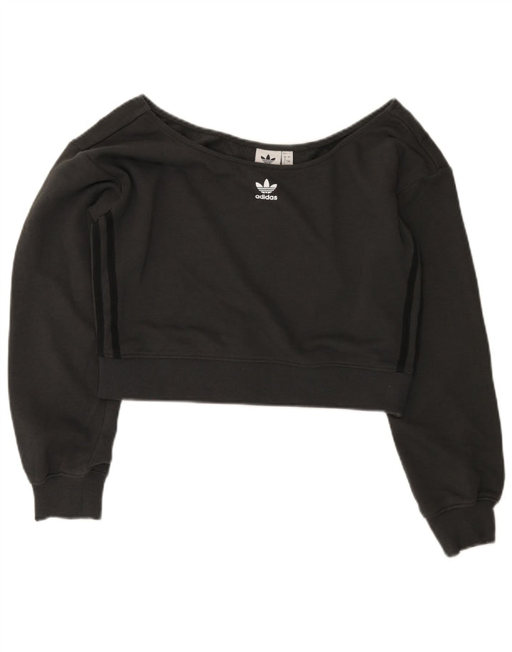 Adidas Sweat-shirt court surdimensionné pour femme UK 8 Petit Noir