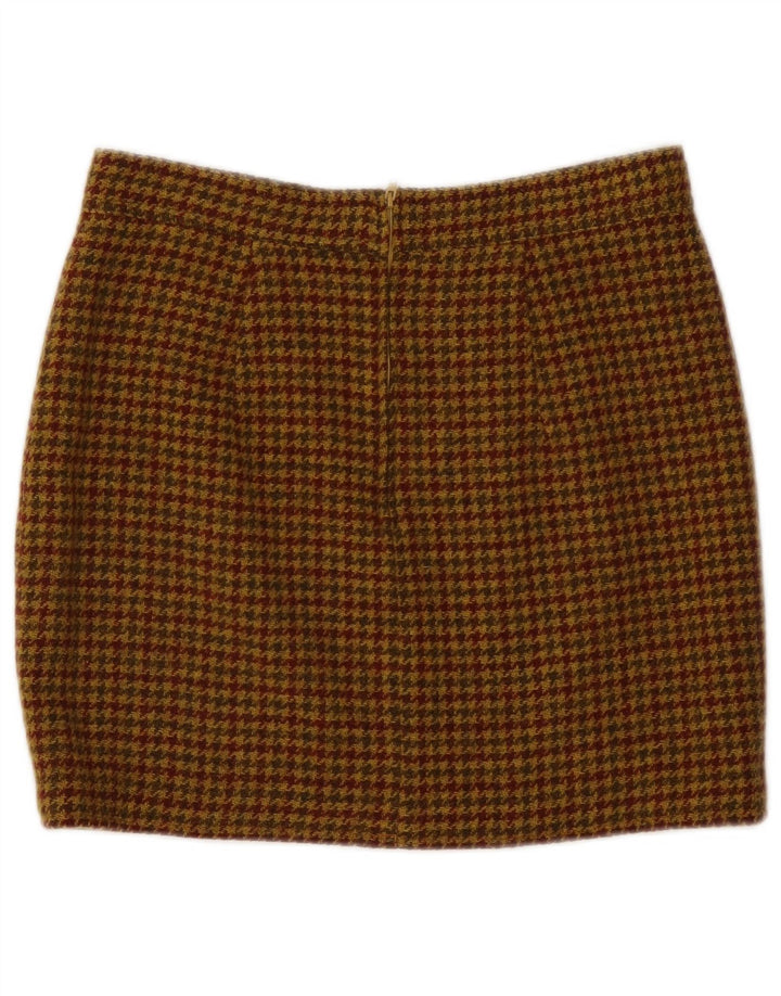 Mini jupe femme vintage IT 46 Large W30 laine pied-de-poule marron