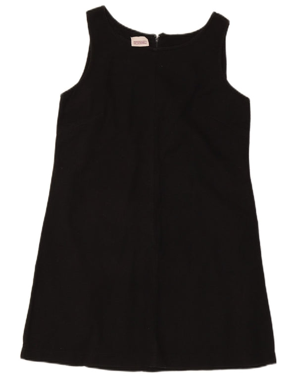 Stefanel Robe trapèze sans manches pour femme UK 42 en coton noir moyen