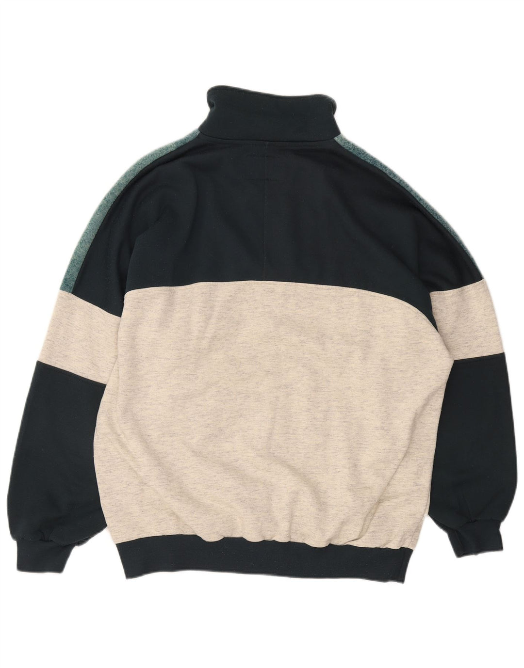 EXTE Sweat-shirt graphique à col zippé pour hommes, grand color block gris