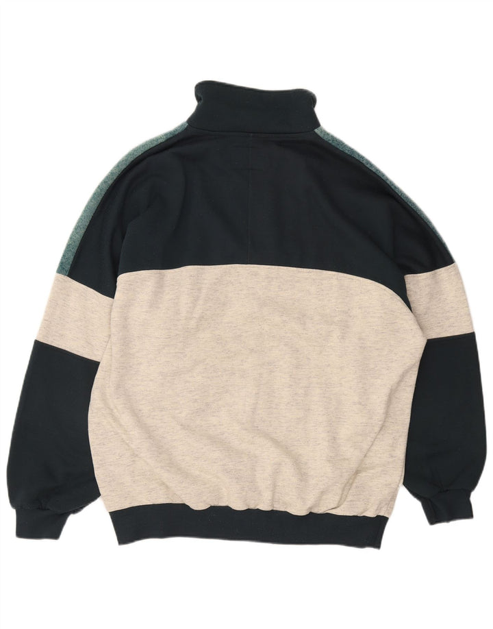 EXTE Sweat-shirt graphique à col zippé pour hommes, grand color block gris