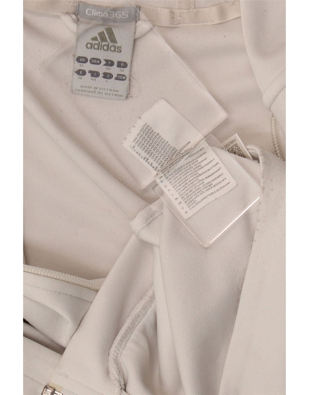 ADIDAS Womens Clima 365 Zip Hoodie Sweater UK 12 Medium White Polyester Vintage Adidas and Second-Hand Adidas from Messina Hembry 