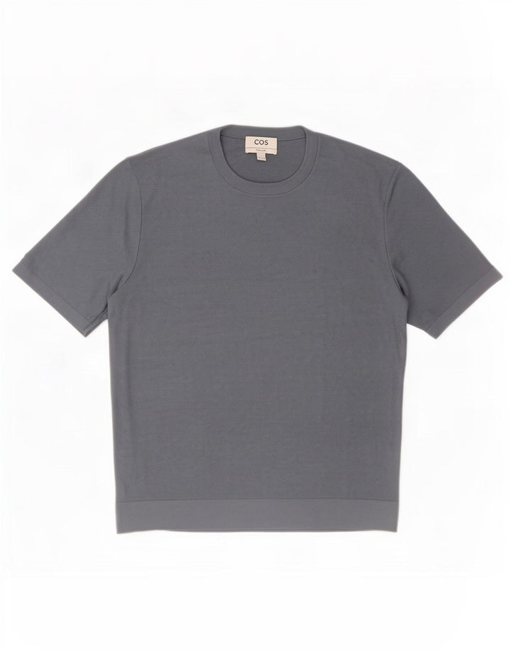 Cos T-Shirt Regular Homme Bleu Moyen Soie