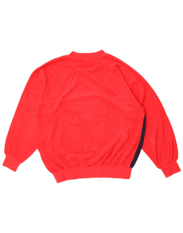 vintage Mens Fleece Jumper UK 44/46 XL Rouge Colourblock Coton