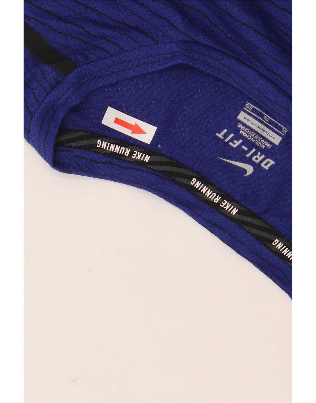 Nike Hommes Dri Fit T-Shirt Haut XL Bleu Marine Rayé Polyester