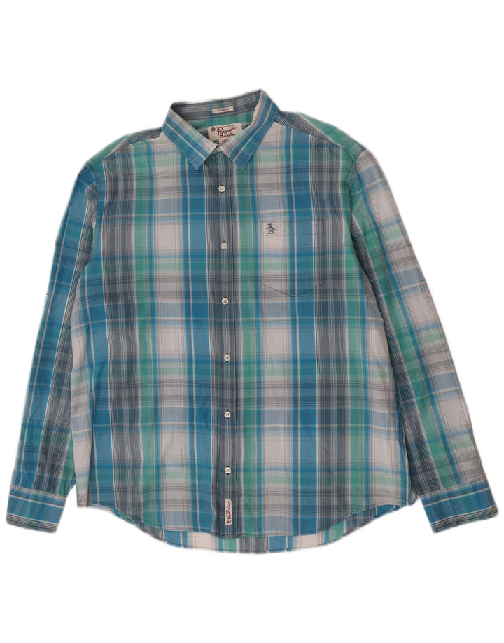 Penguin Chemise coupe classique pour homme 2XL à carreaux bleus