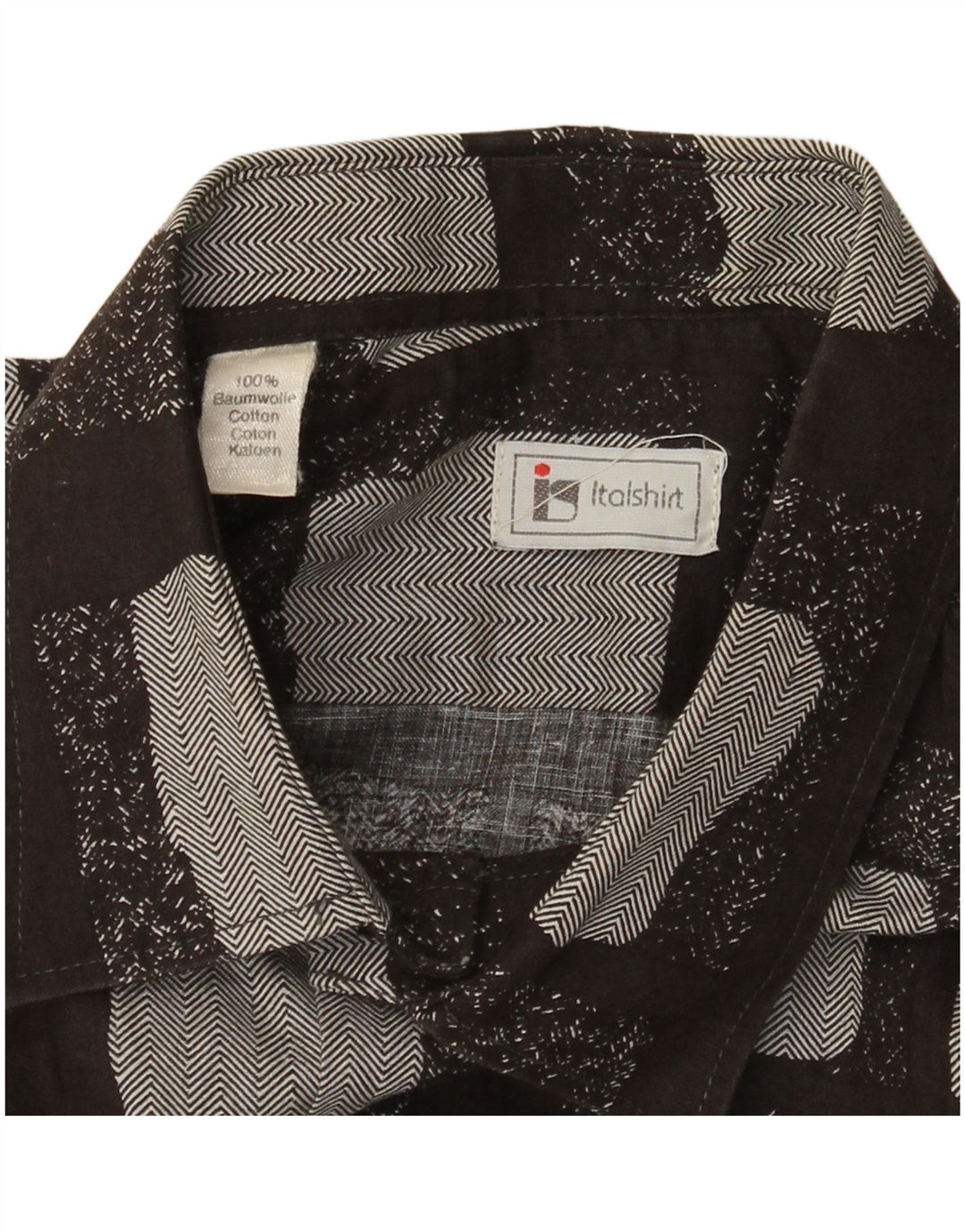 Chemise homme vintage coton géométrique noir moyen