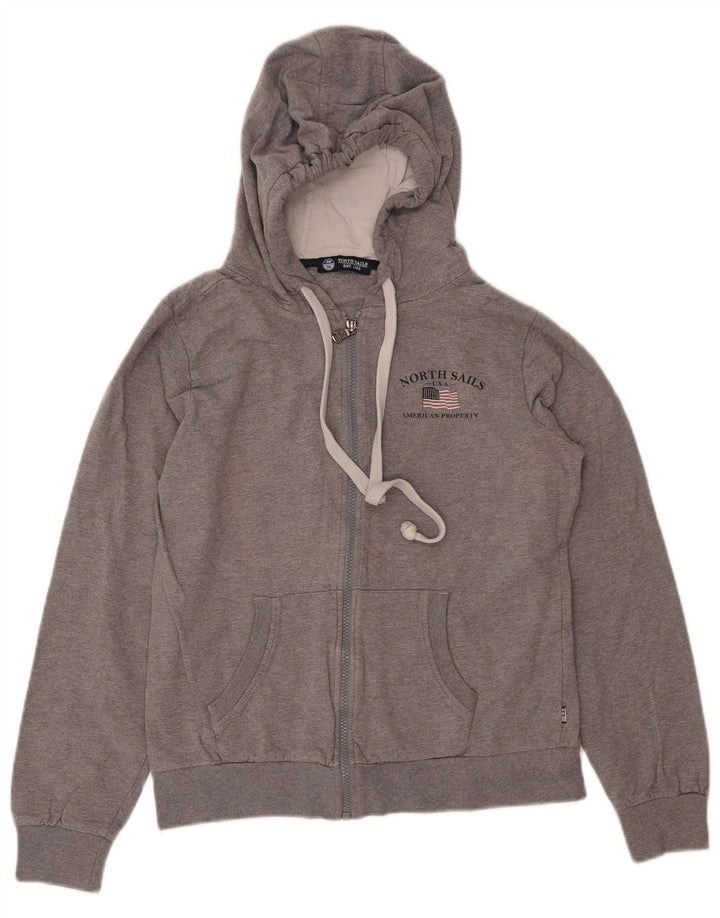 NORTH SAILS Pull à capuche zippé pour femme UK 12 Coton gris moyen