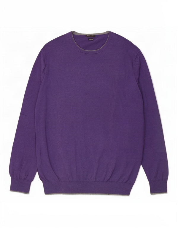 Massimo Dutti Pull à col rond pour homme XL Violet Coton