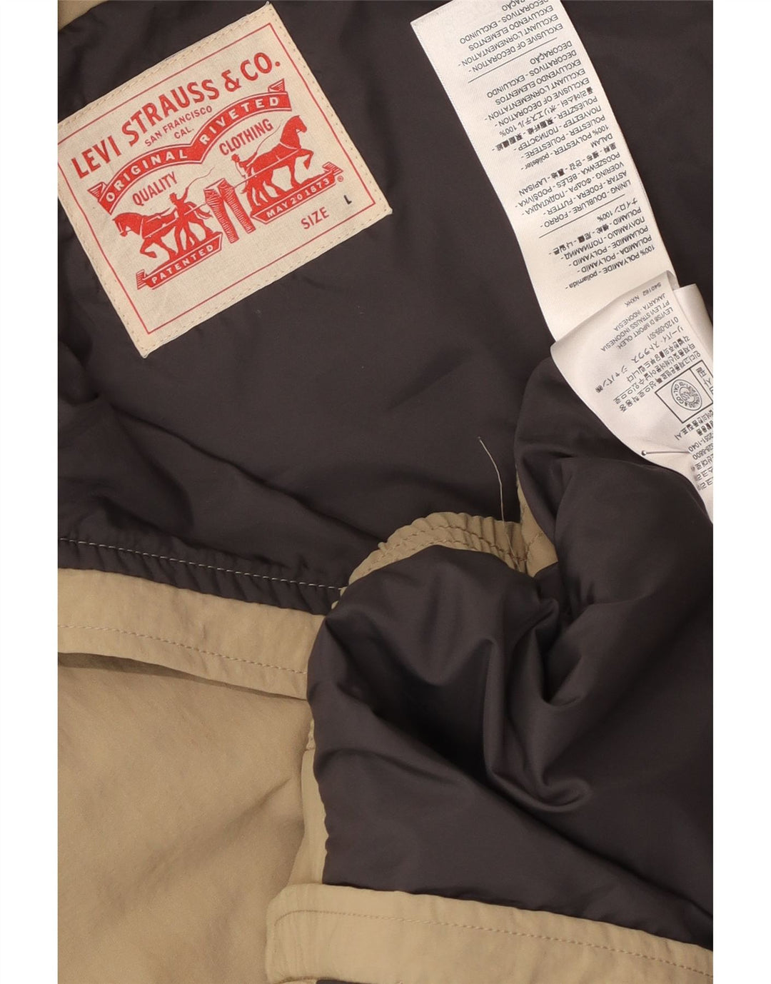 Levi's Graphic Bomber Jacket Homme UK 40 Large Beige Colorblock Polyamide