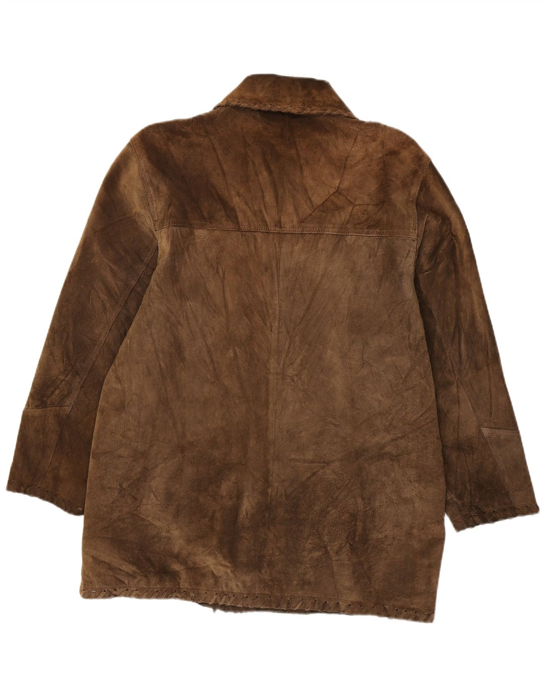 VINTAGE Veste en daim femme UK 16 Grand cuir marron