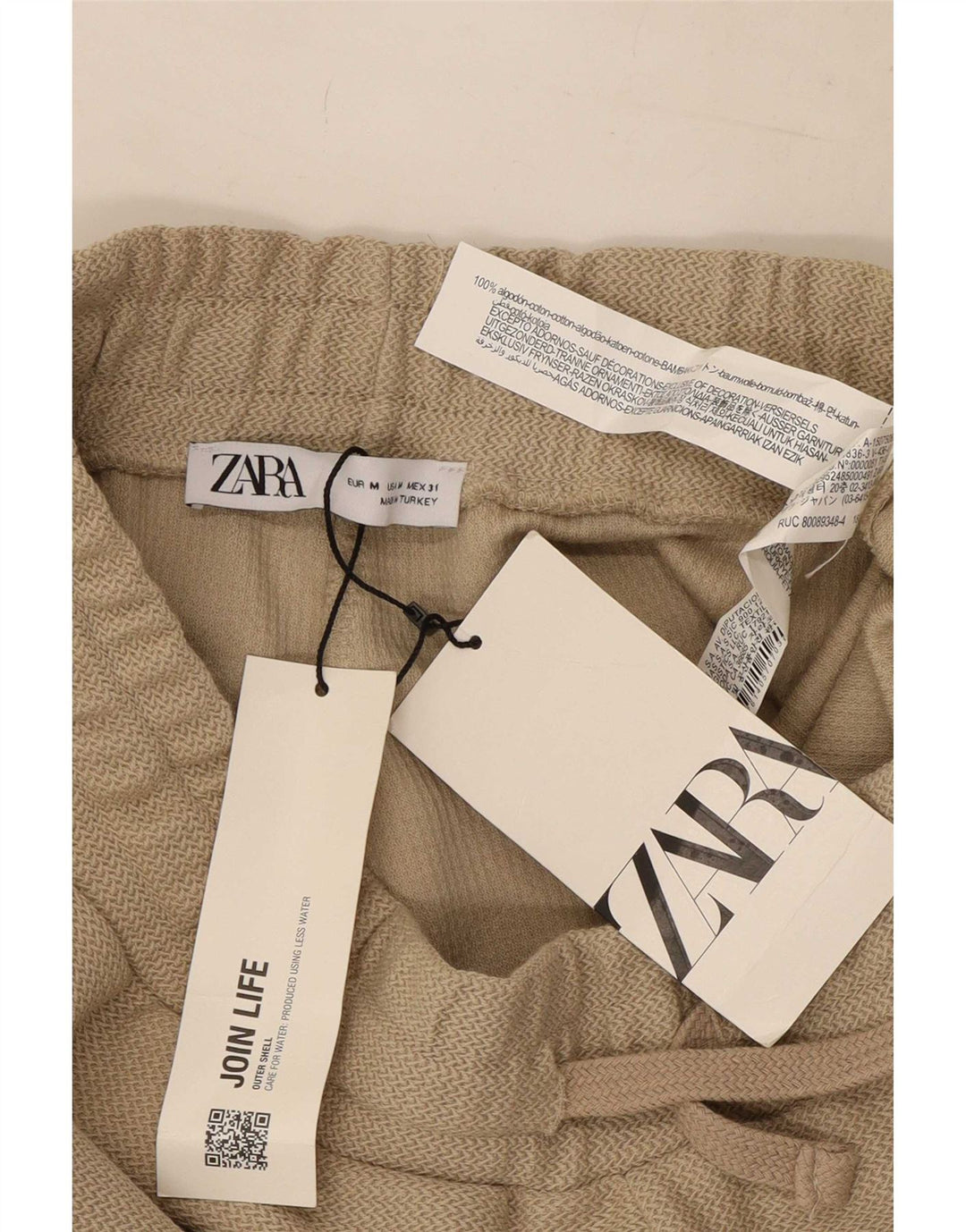 Zara Short Chino Homme Moyen W31 Beige Coton