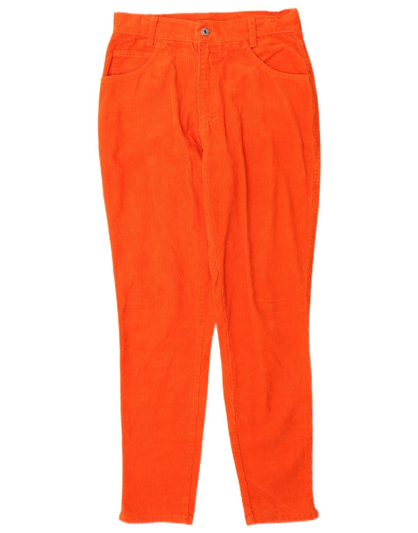 Zip Pantalon Fuselé Taille Haute En Velours Côtelé Femme IT 46 Large W28 L31 Orange