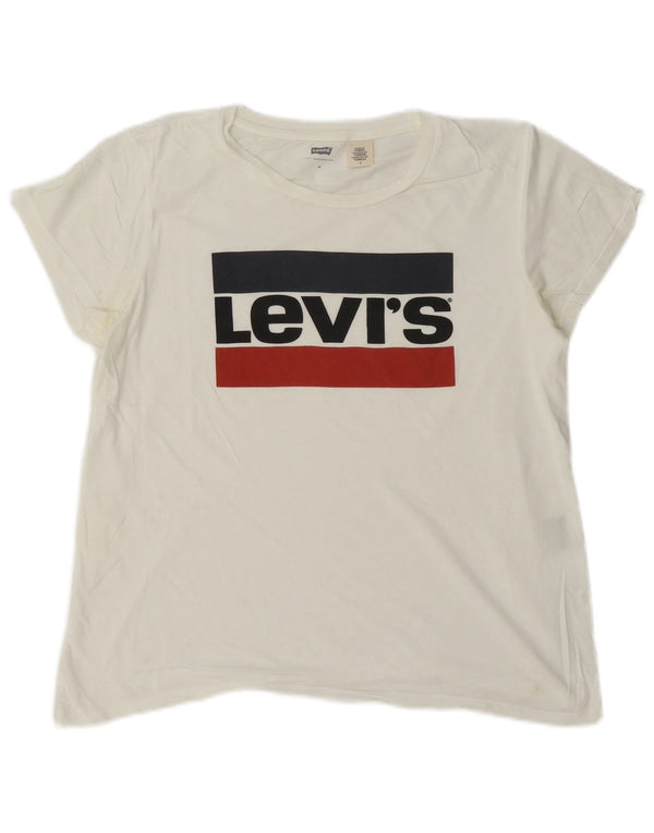 Levi's T-Shirt Graphique Femme UK 14 Blanc Moyen