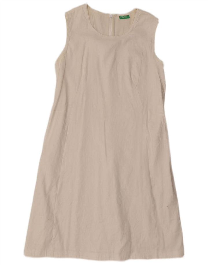 Benetton Robe trapèze sans manches pour femme UK 42 Blanc moyen