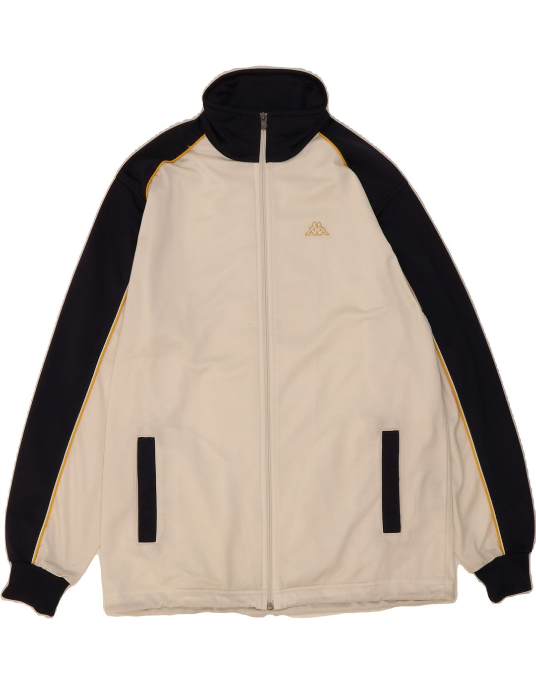 KAPPA Mens Tracksuit Top Jacket Large White Colourblock Polyester Vintage Kappa and Second-Hand Kappa from Messina Hembry 