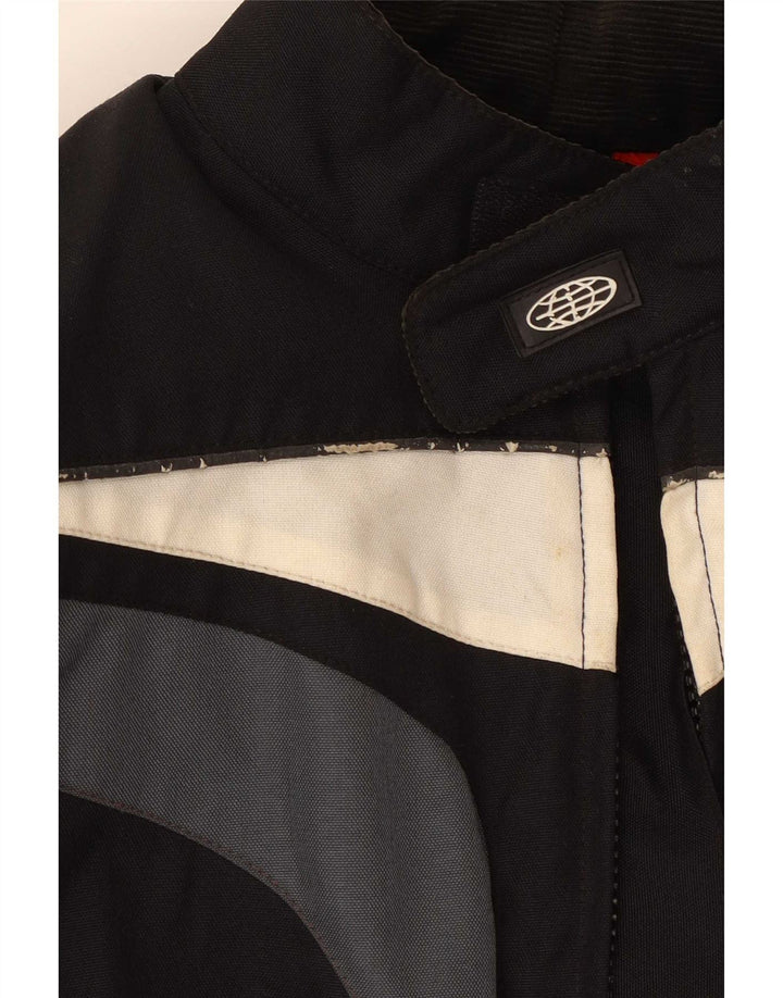 vintage Mens Racer Jacket UK 36 Petit Noir Colourblock Polyamide