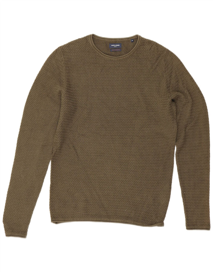 Jack & Jones Pull à col rond pour homme Petit Kaki Coton