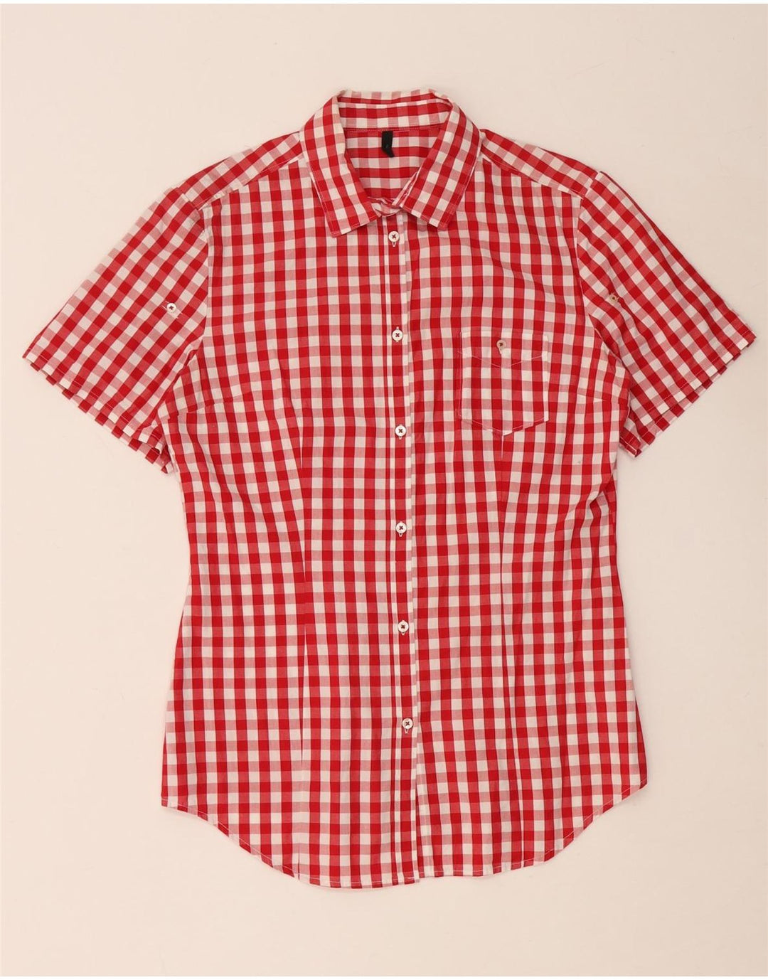 BENETTON Chemise à manches courtes pour femme UK 14 Medium Red Check