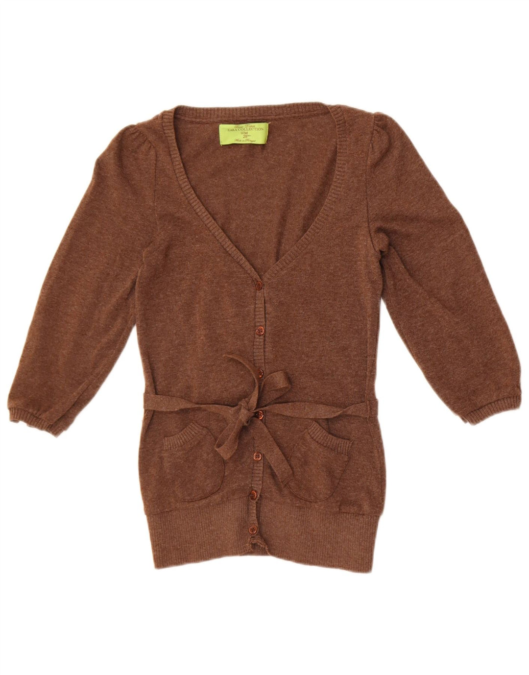 Zara Cardigan à manches 3/4 pour femme Marron moyen UK 12