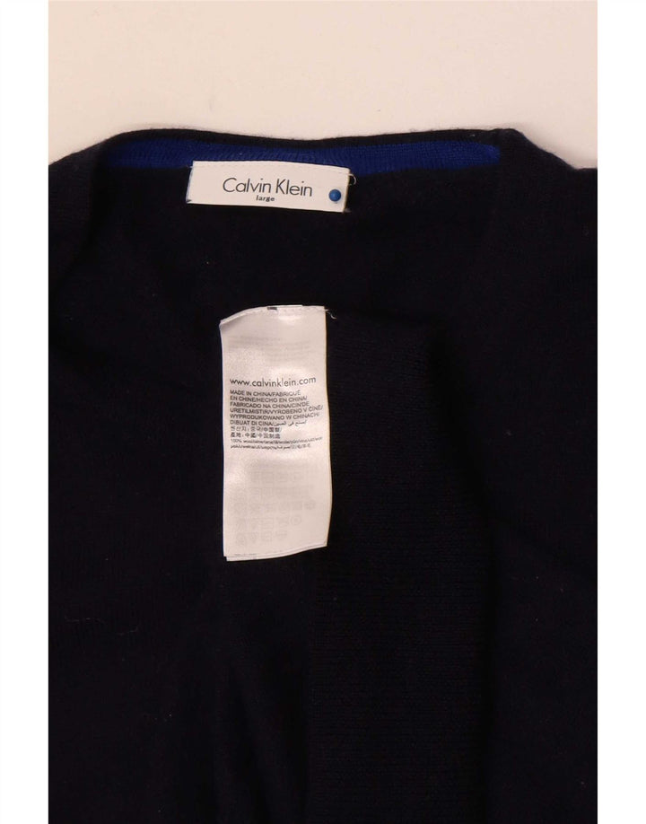 Calvin Klein Pull à col rond pour homme en laine bleu marine Taille L
