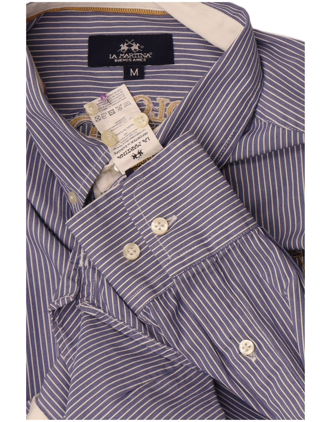La Martina Chemise Graphique Homme Bleu Moyen Rayé Coton