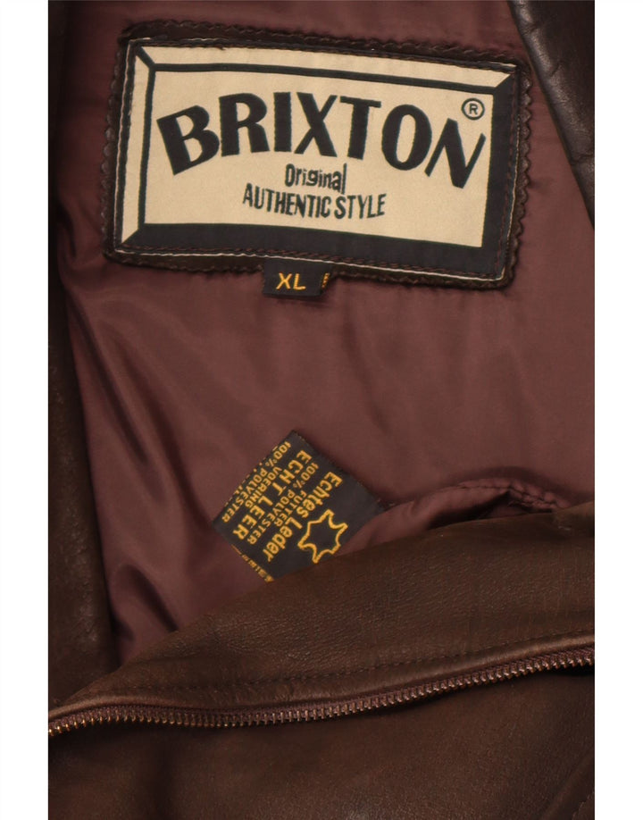 Brixton Veste de motard en cuir pour femme UK 18 XL Cuir marron