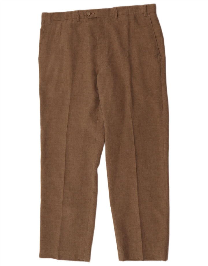 MARKS & SPENCER Pantalon de Costume Droit Homme W38 L31 Beige Polyester