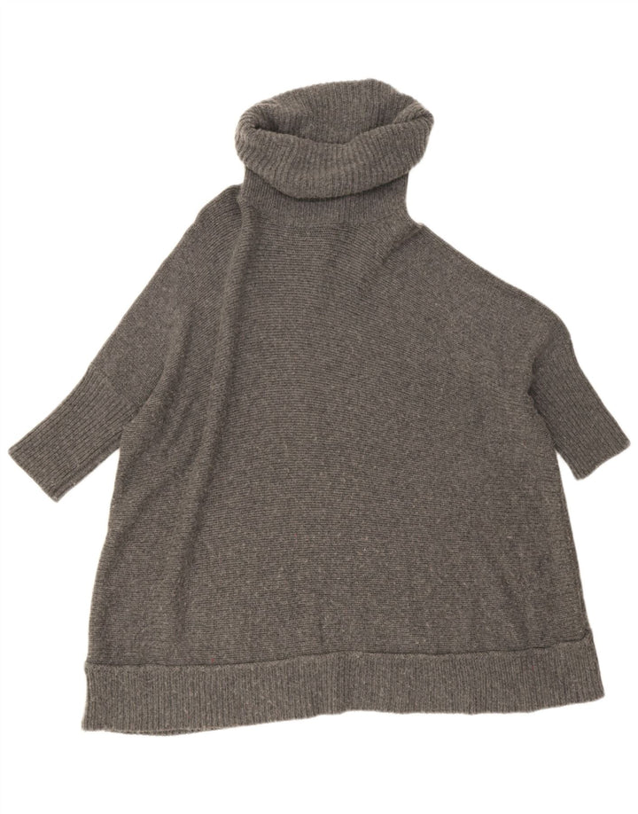 Jaeger Pull surdimensionné à col roulé pour femme UK 10 Petit Gris