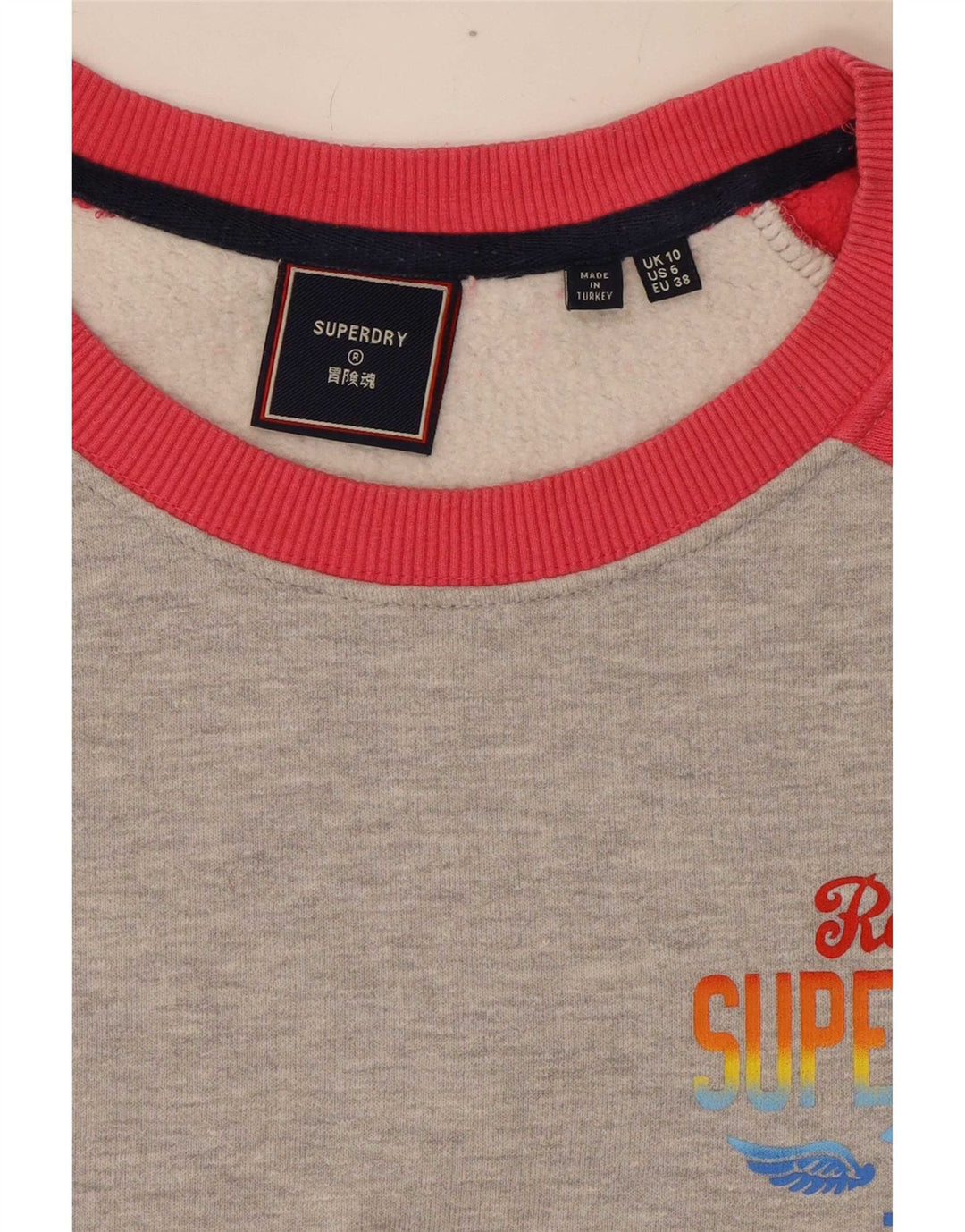 Superdry Sweat-shirt surdimensionné pour femme UK 10 Small Gris Colourblock