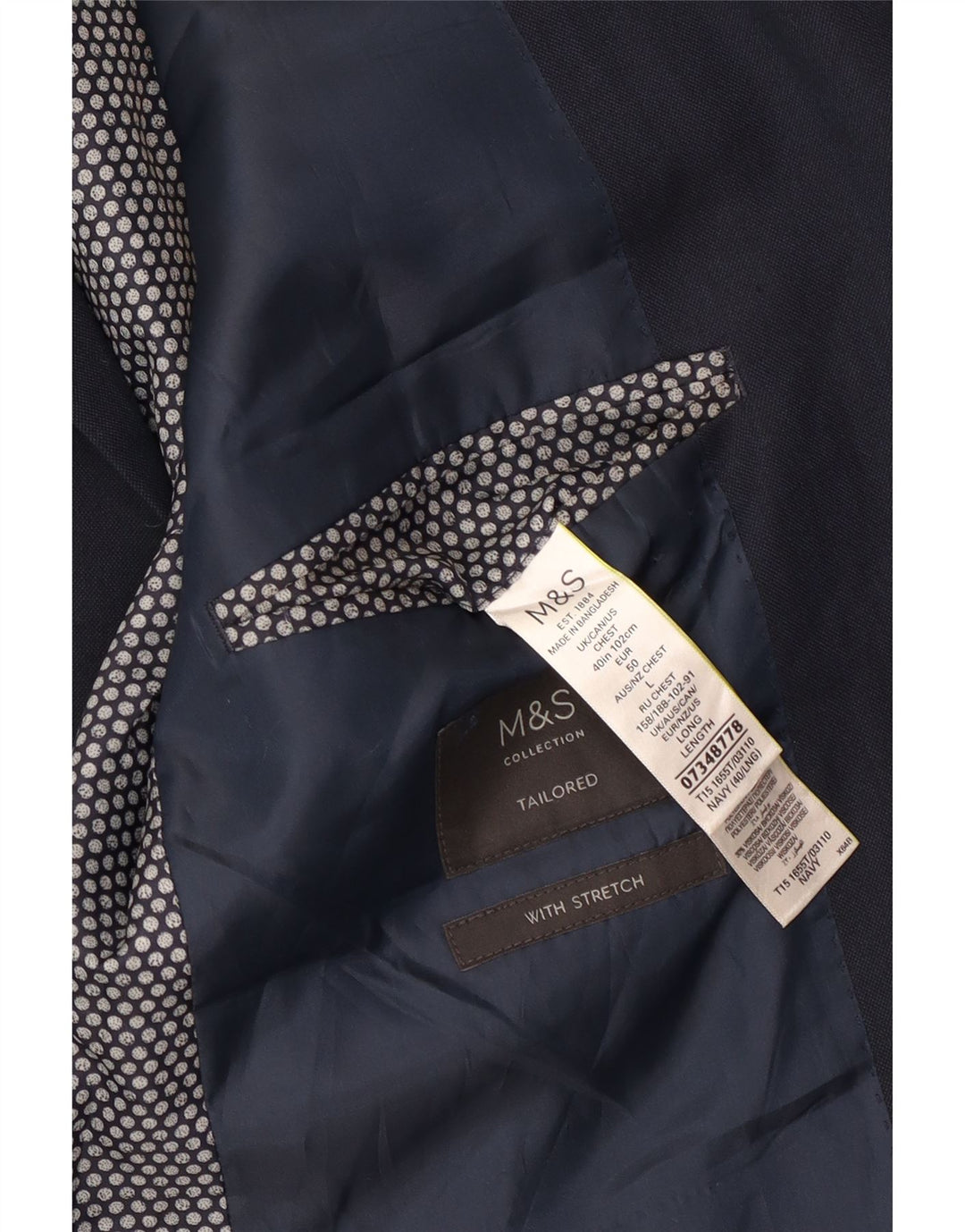 Marks & Spencer Veste blazer à 2 boutons pour homme UK 40 Bleu marine moyen