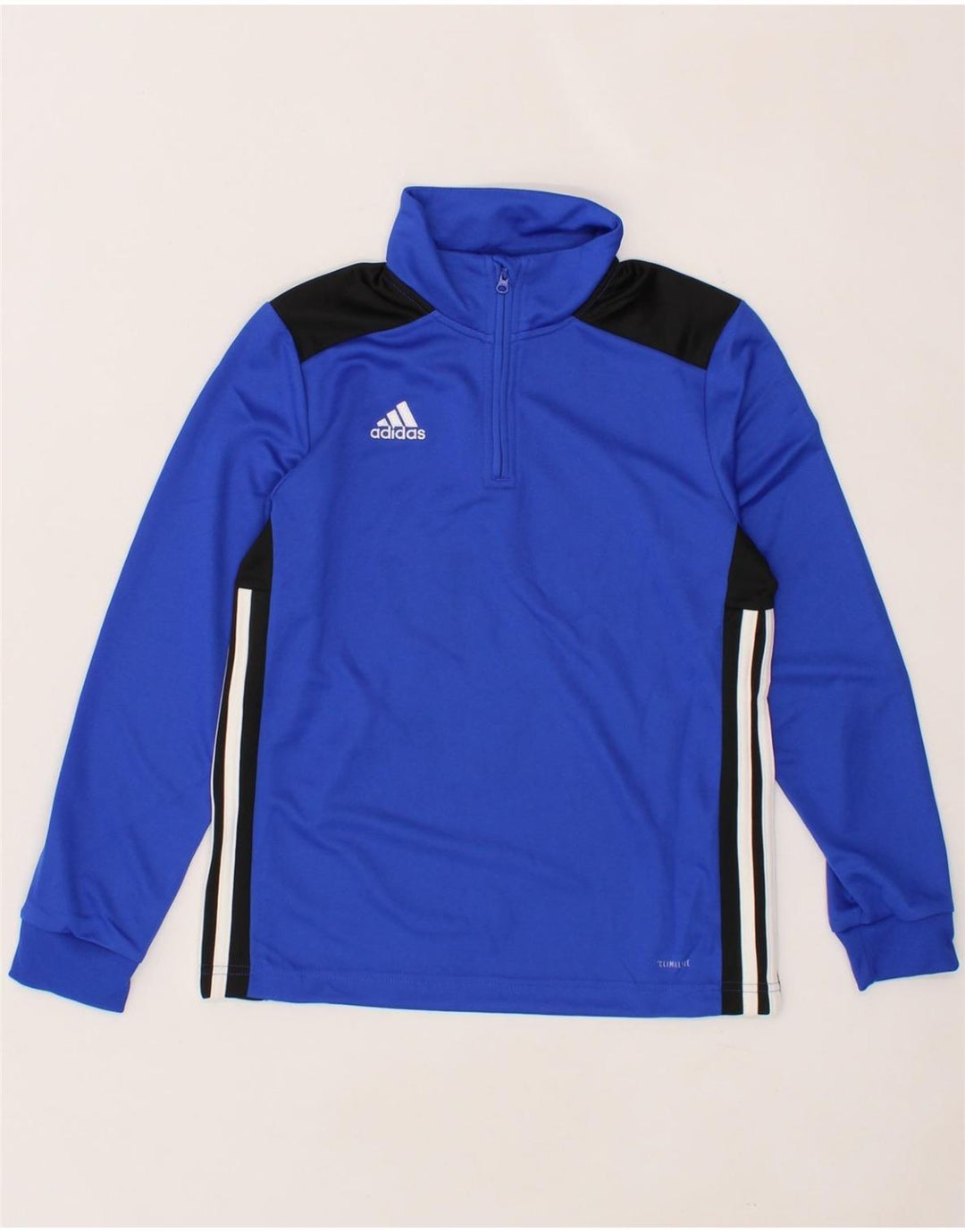 ADIDAS Boys Climalite Pullover Tracksuit Top 11-12 Years Blue Colourblock Vintage Adidas and Second-Hand Adidas from Messina Hembry 