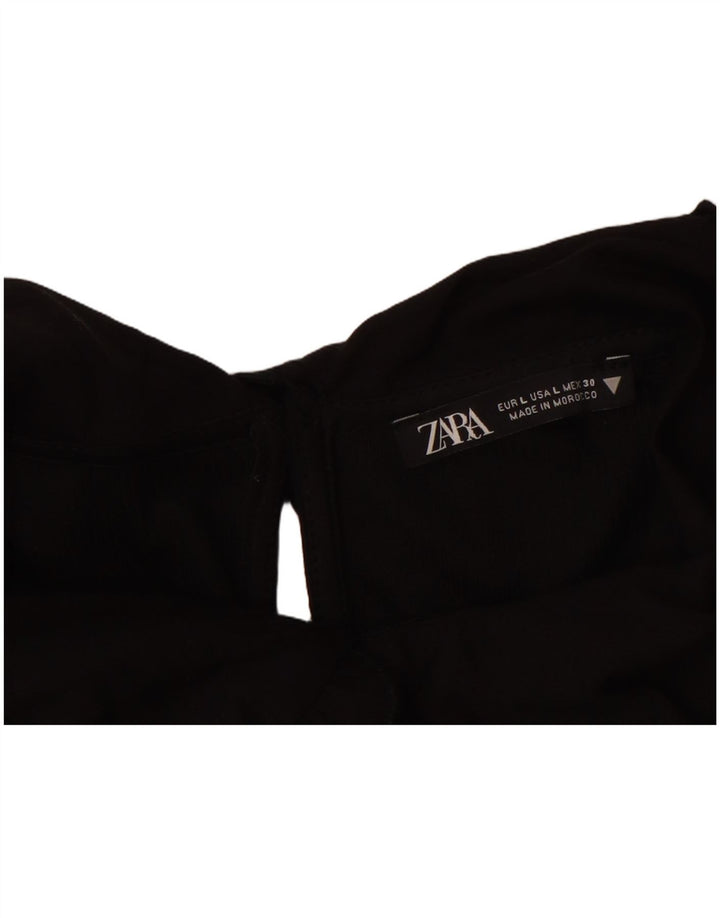 ZARA Womens Blouse Top UK 14 Large Black Polyester