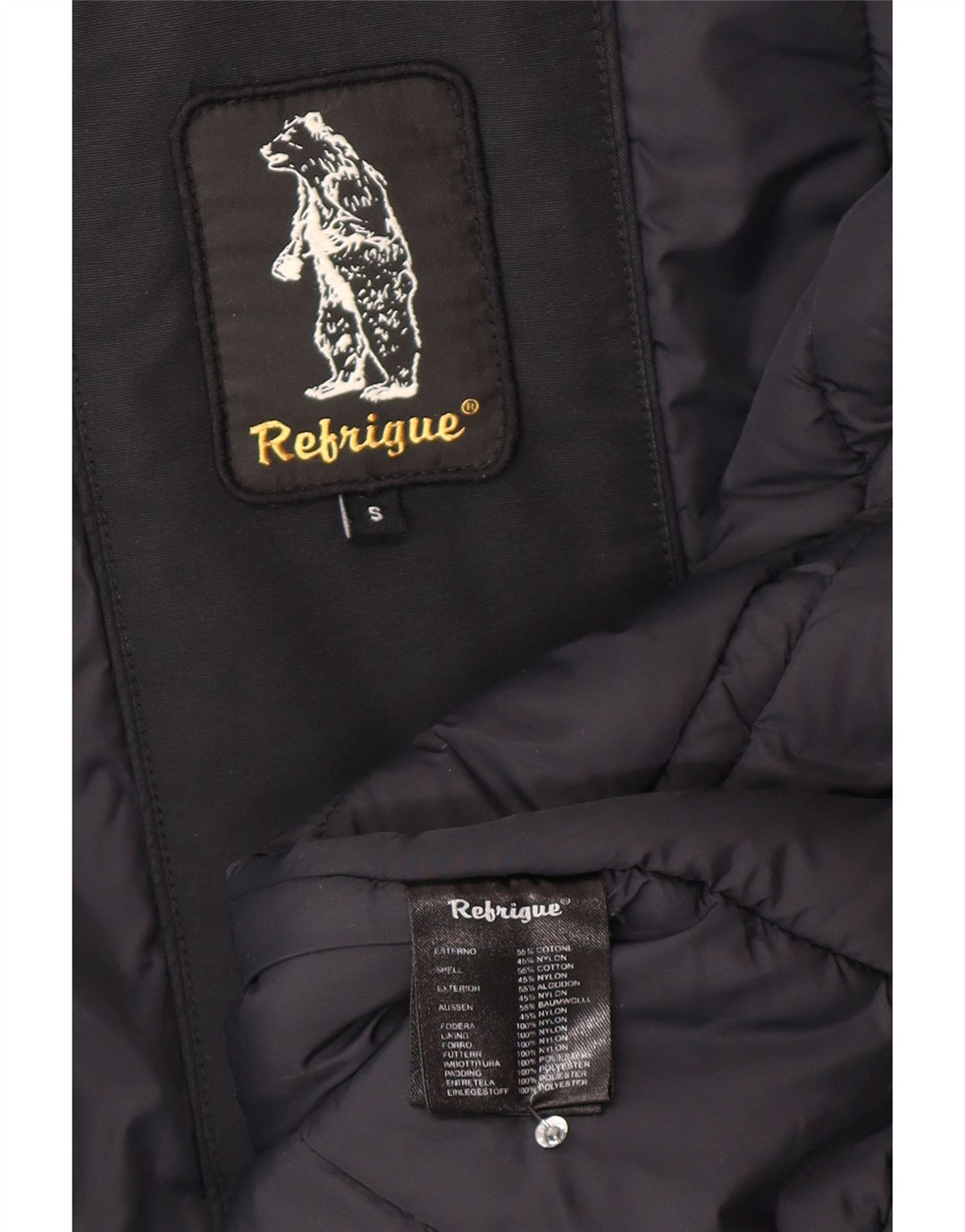 Refrigue Parka à capuche pour femme UK 10 Small Noir Coton