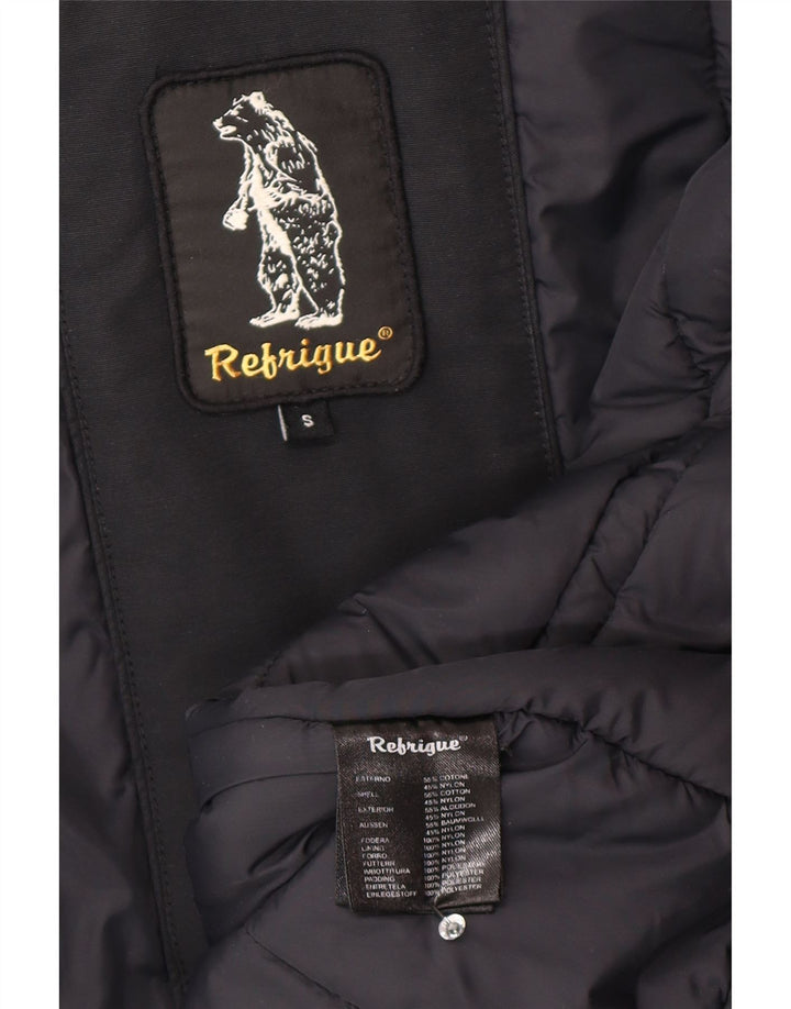 Refrigue Parka à capuche pour femme UK 10 Small Noir Coton