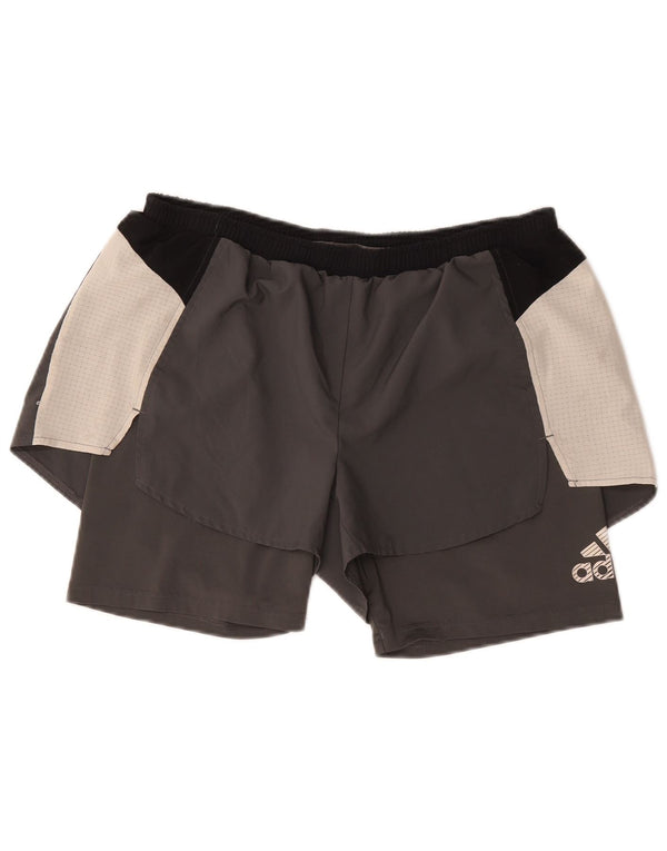 Adidas Short de sport Aeroready pour femme UK 16/18 Large Gris Colorblock