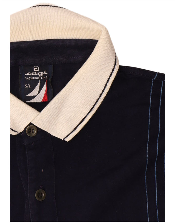 Cagi Polo Homme Grand Bleu Marine Rayé