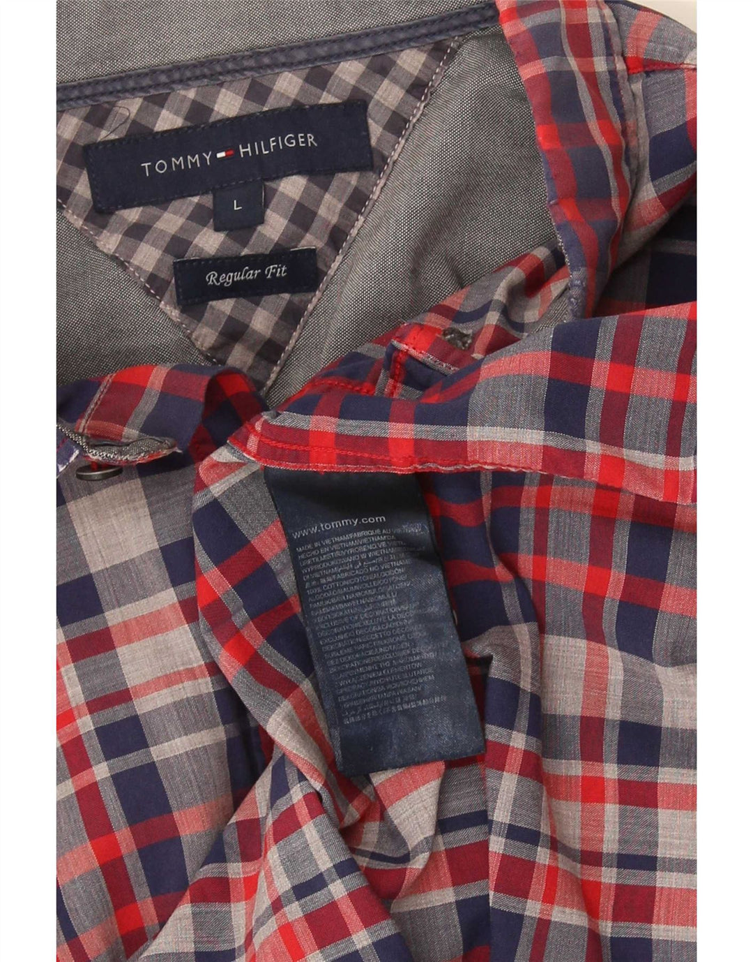 Tommy Hilfiger Chemise coupe classique pour homme en coton à carreaux bleus