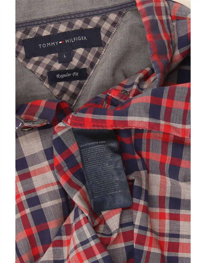 Tommy Hilfiger Chemise coupe classique pour homme en coton à carreaux bleus