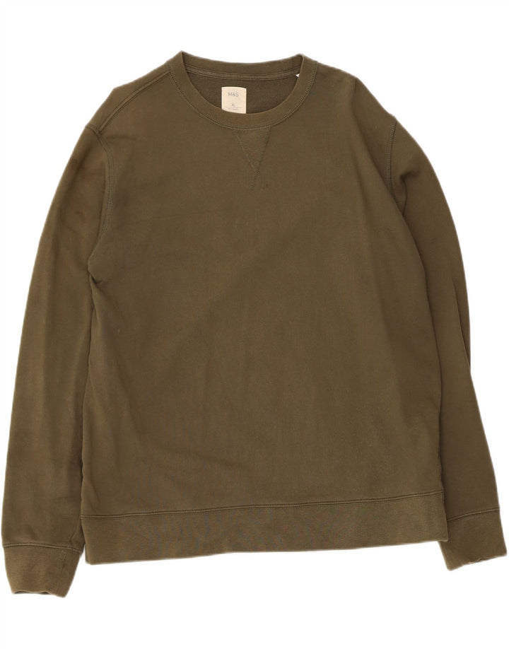 MARKS & SPENCER Sweat-Shirt Homme XL Kaki Coton